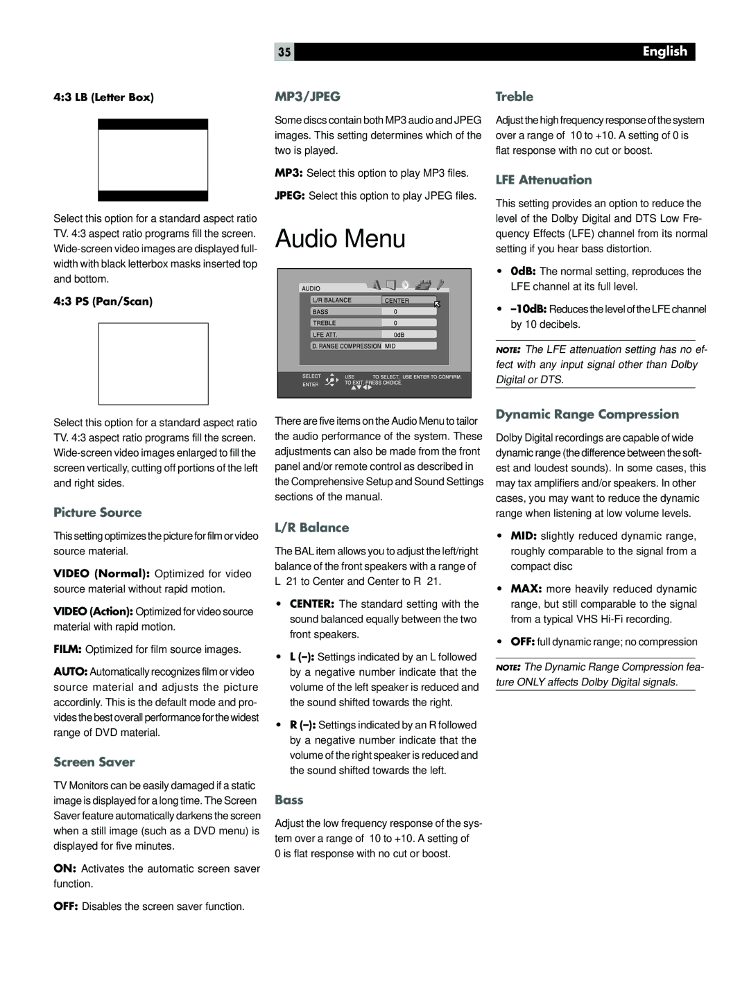 Rotel RSDX-02e owner manual Audio Menu 