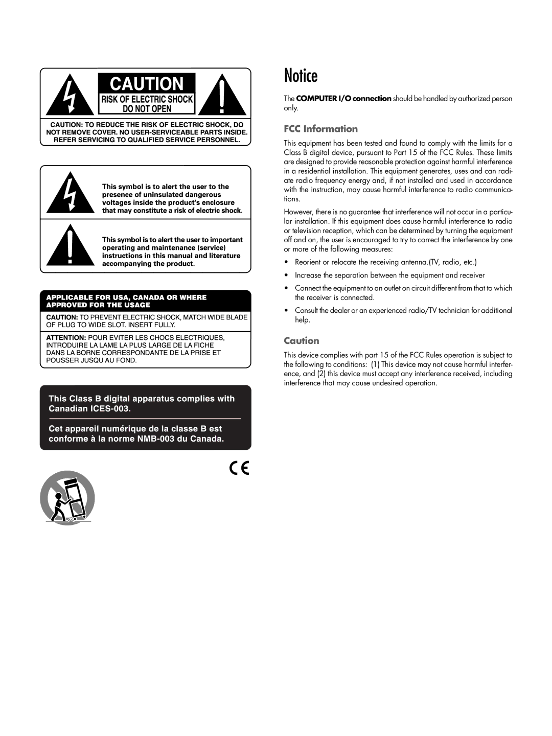 Rotel RSP-1066 owner manual FCC Information 