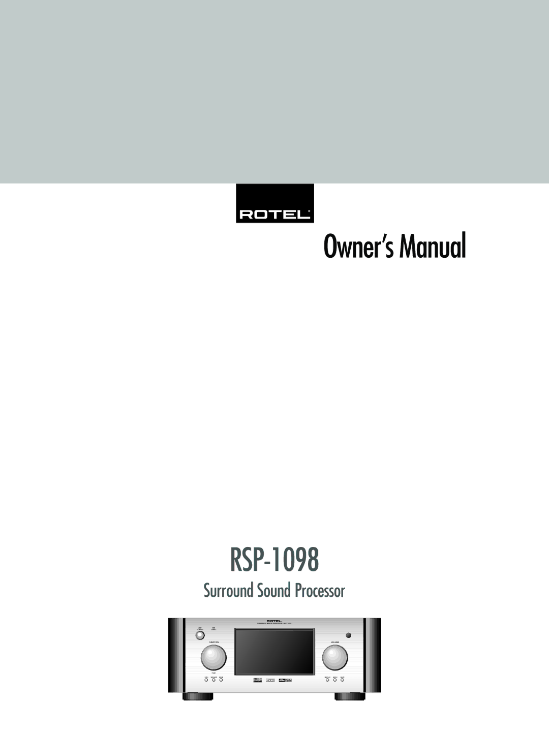 Rotel RSP-1098 owner manual 