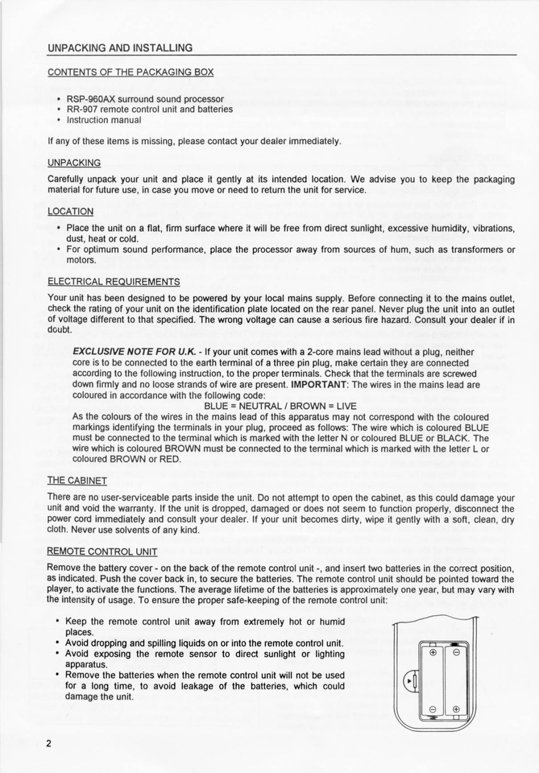 Rotel RSP-960AX manual 