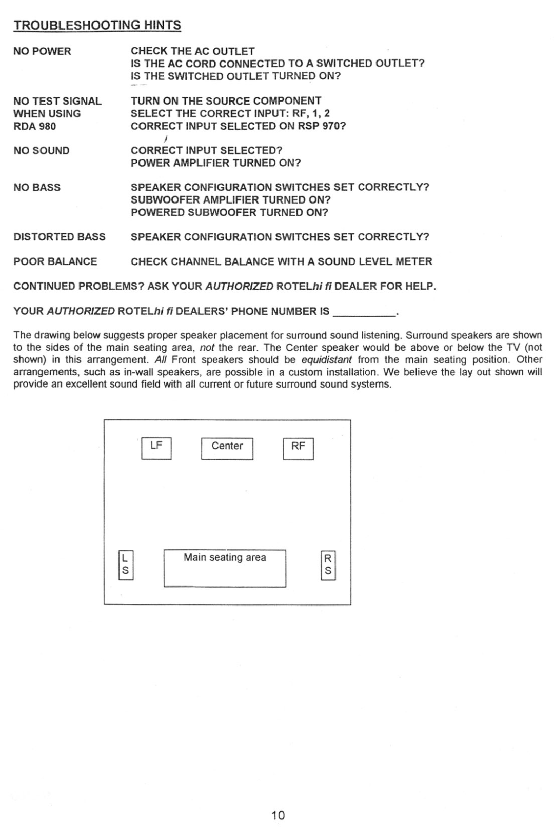 Rotel RSP 970 manual 