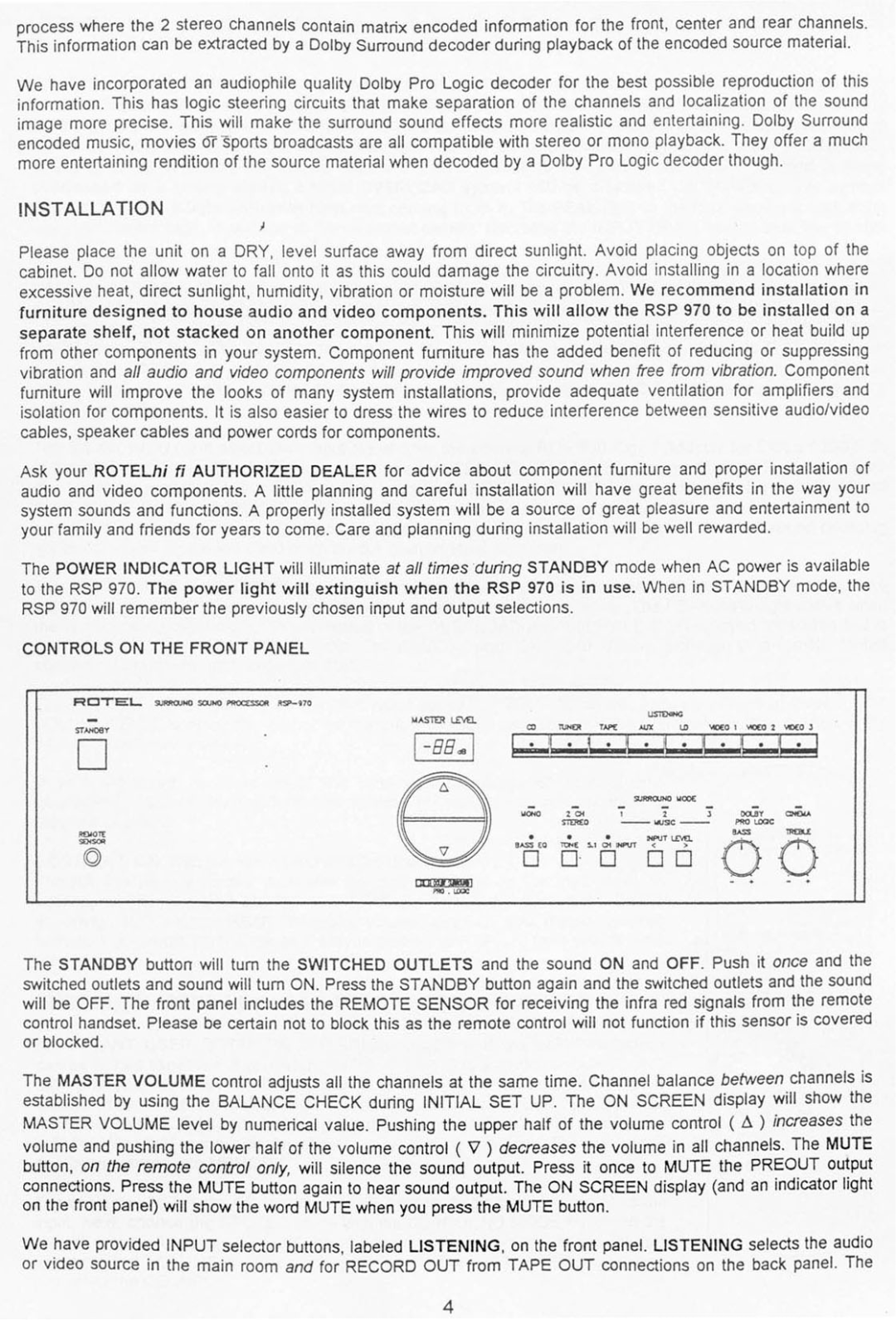 Rotel RSP 970 manual 