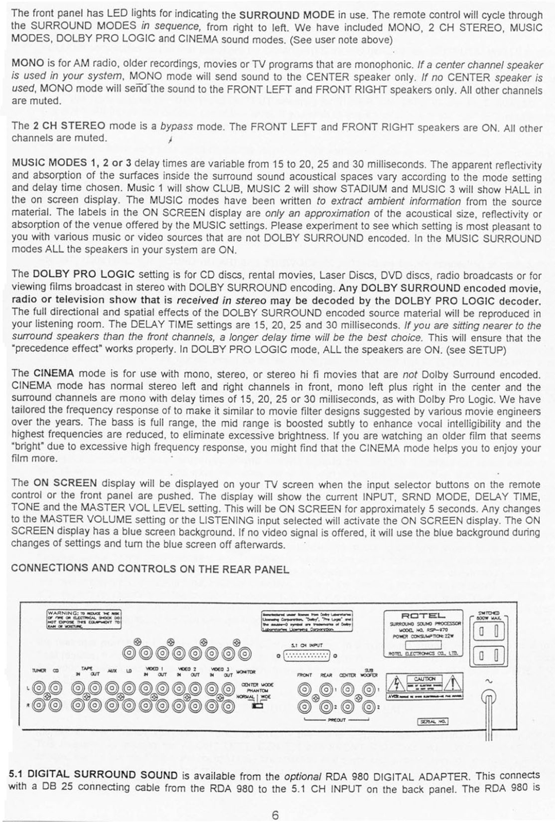 Rotel RSP 970 manual 