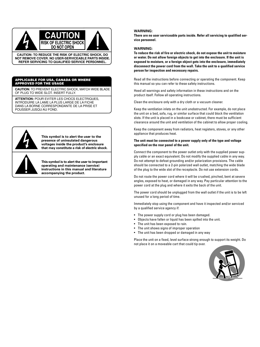 Rotel RSP-975 owner manual Risk of Electric Shock Do not Open 