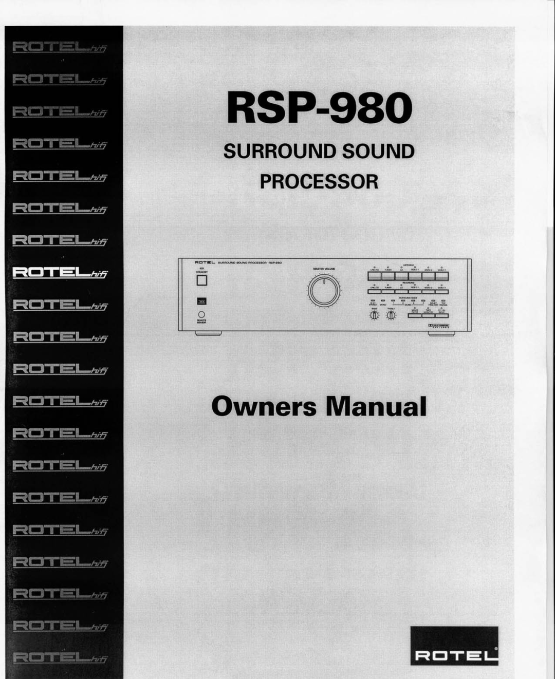 Rotel RSP980, RSP-980 manual 