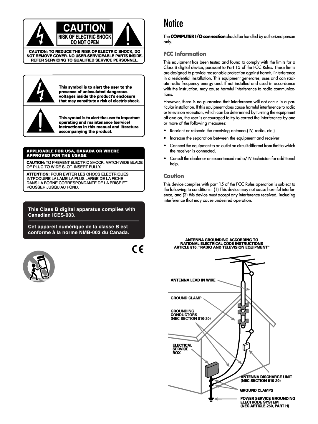 Rotel RSX-1055 owner manual FCC Information 