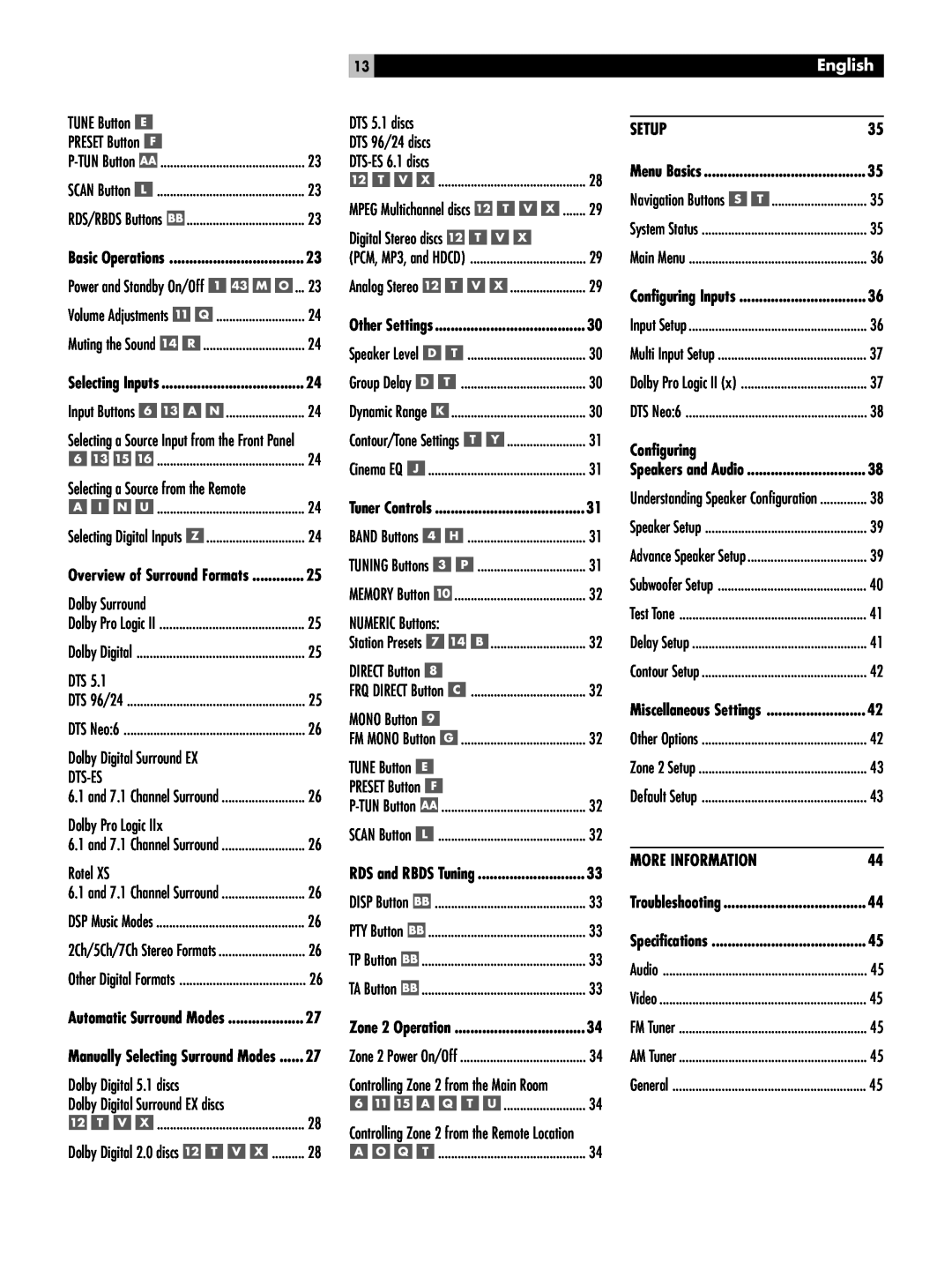 Rotel RSX-1056 owner manual Other Settings, English 