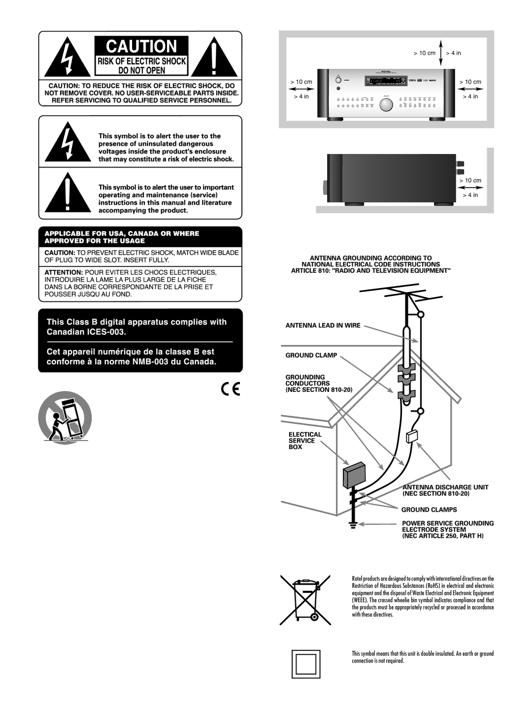 Rotel RSX-1057 owner manual cm Cm 4 