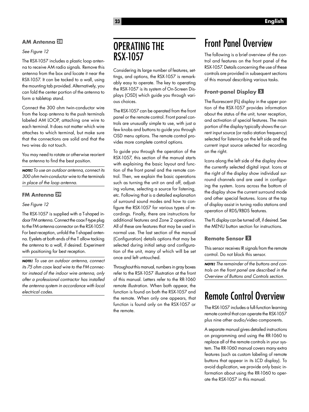 Rotel RSX-1057 owner manual Front Panel Overview 