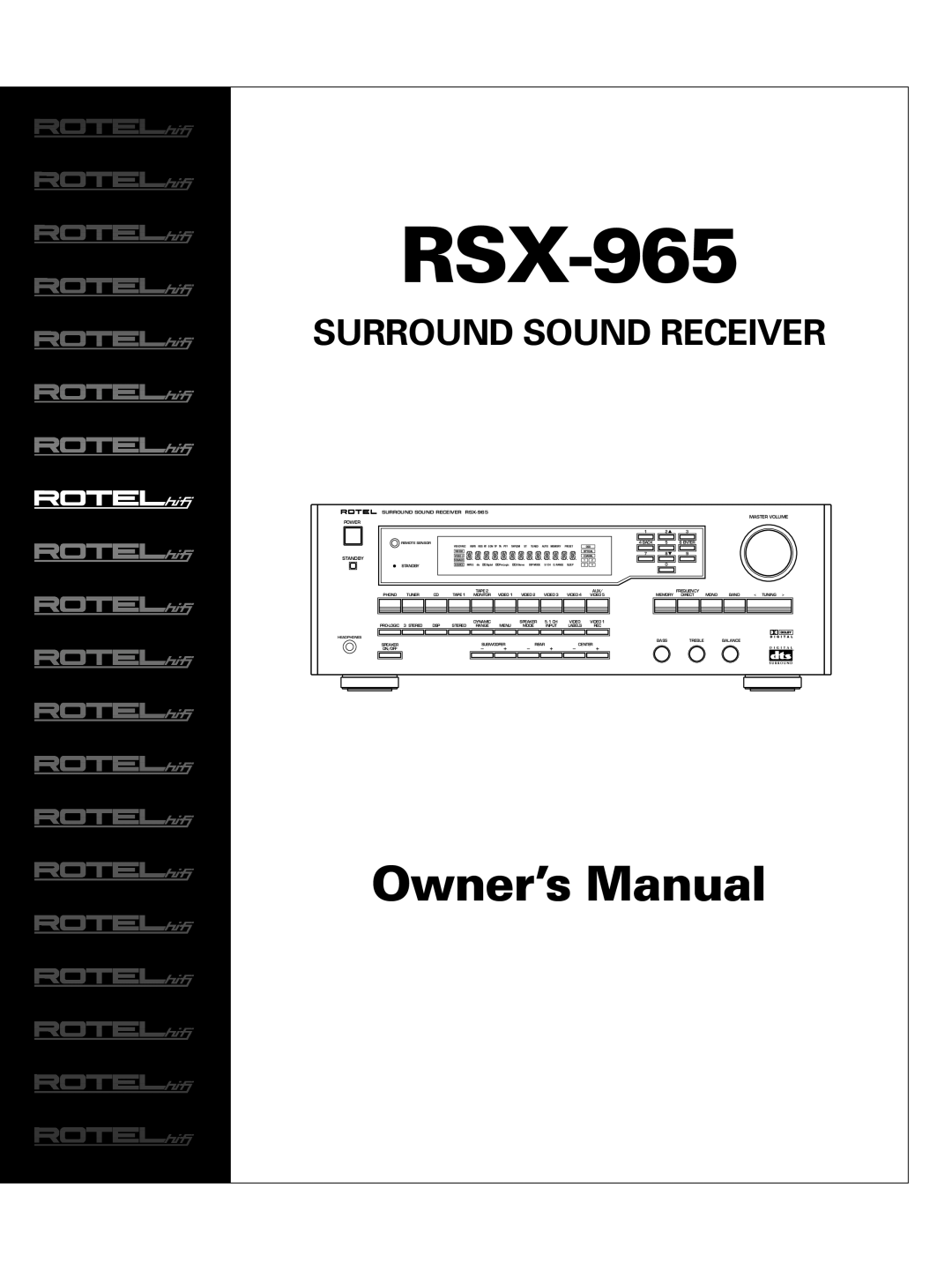 Rotel RSX-965 owner manual Surround Sound Receiver 