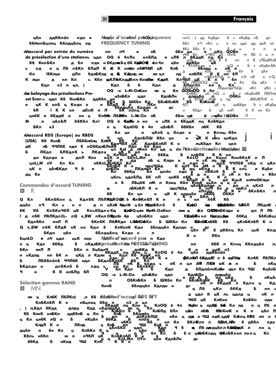 Rotel RT-06 owner manual Clavier numérique, Frequency Tuning 