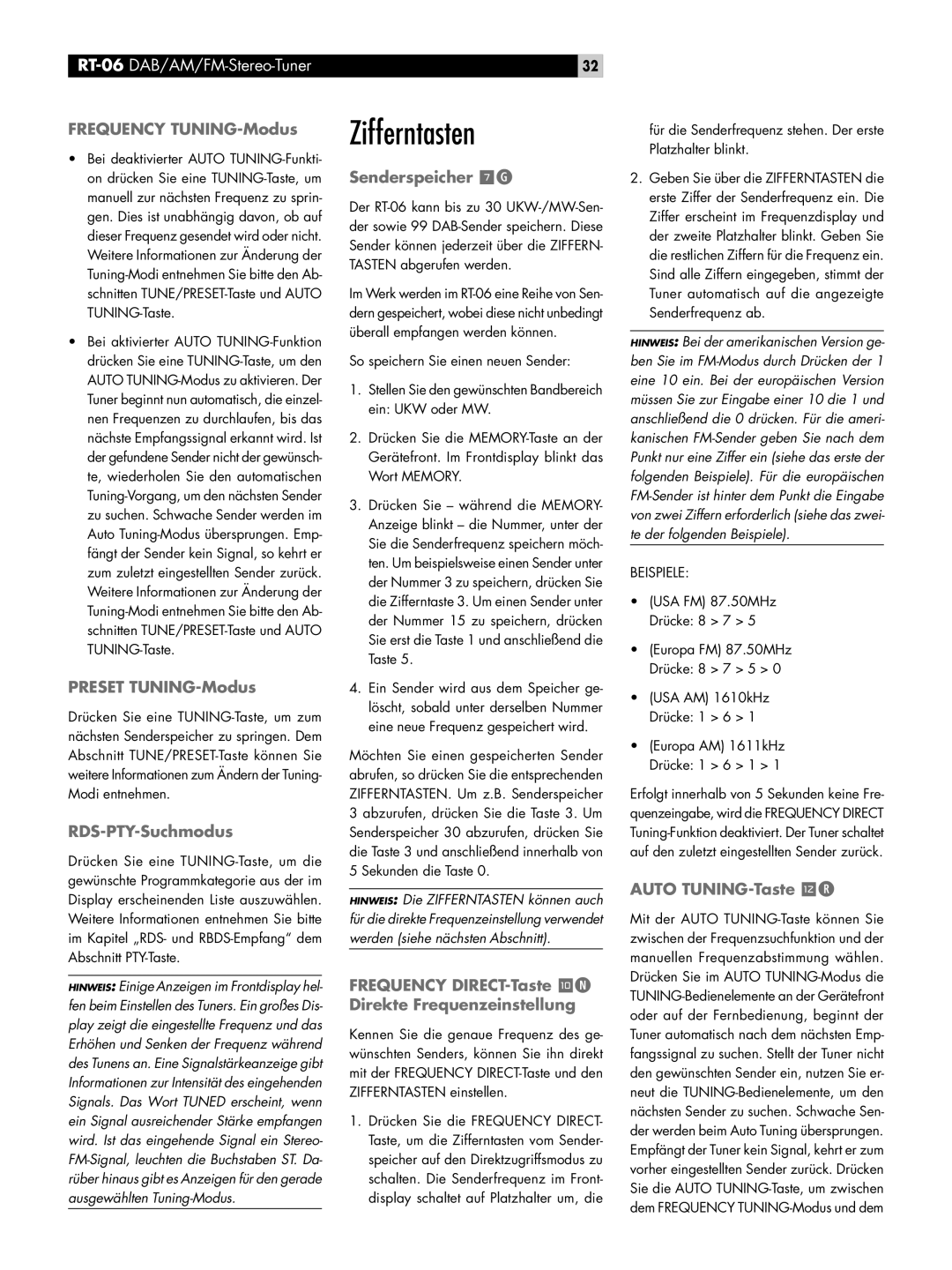 Rotel RT-06 owner manual Zifferntasten 