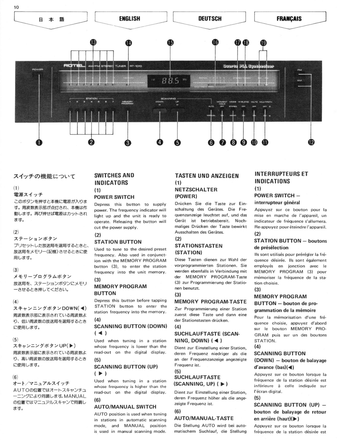 Rotel RT-1010 manual 