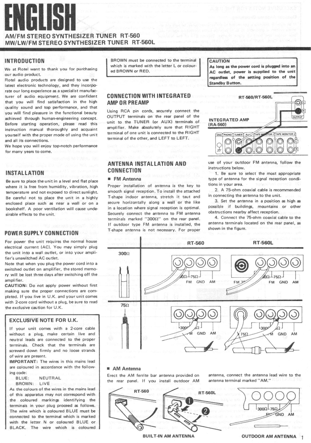 Rotel RT-560L manual 