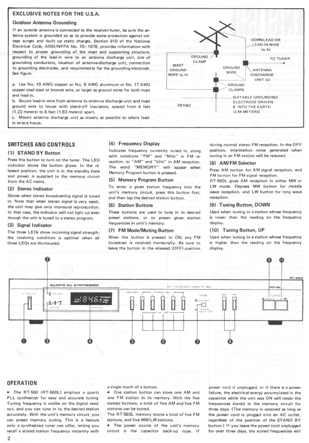 Rotel RT-560L manual 