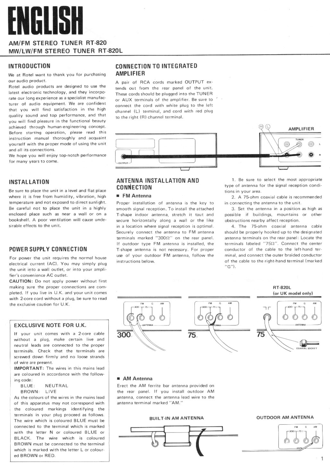 Rotel RT-820L manual 