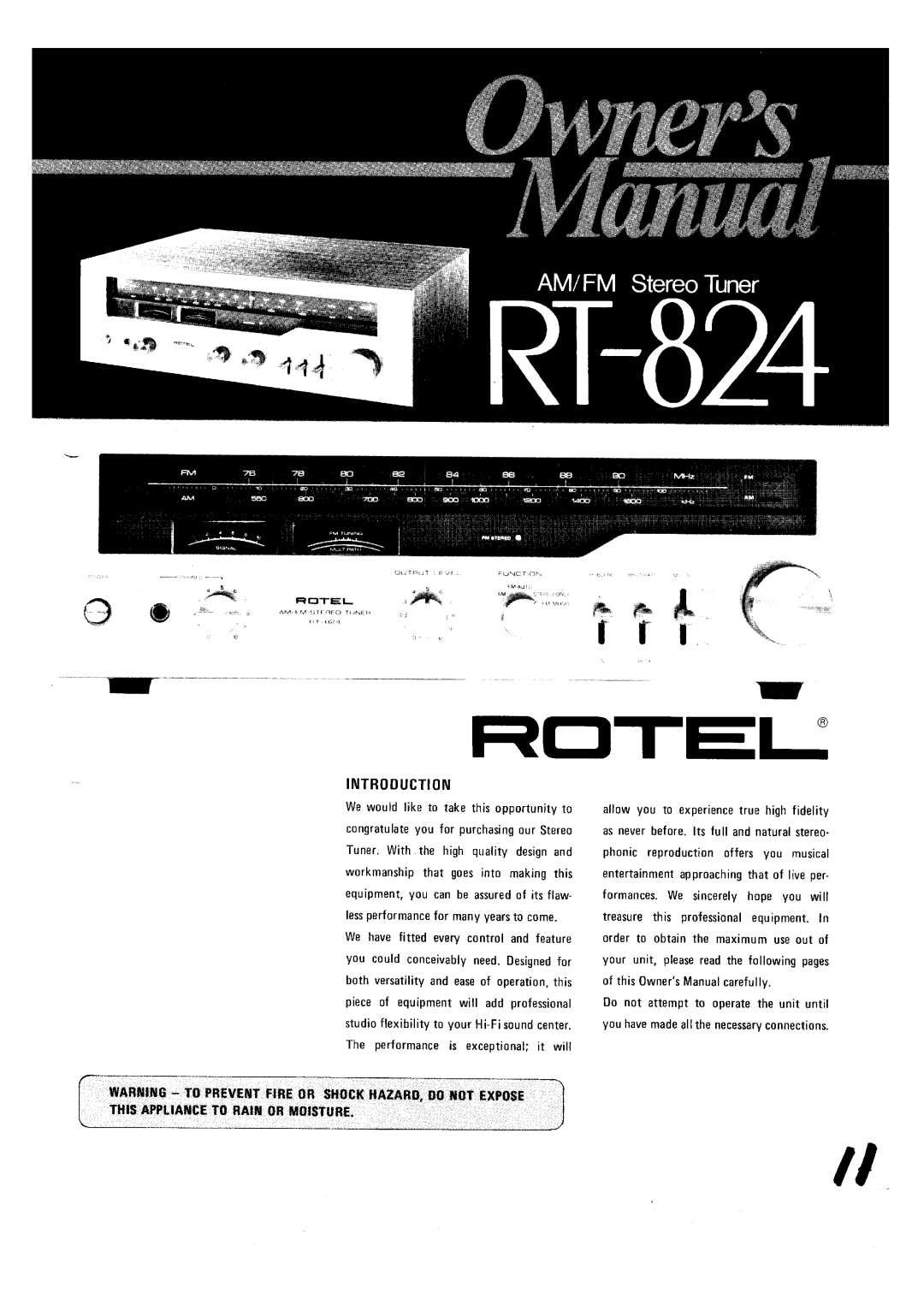 Rotel RT-824 manual 