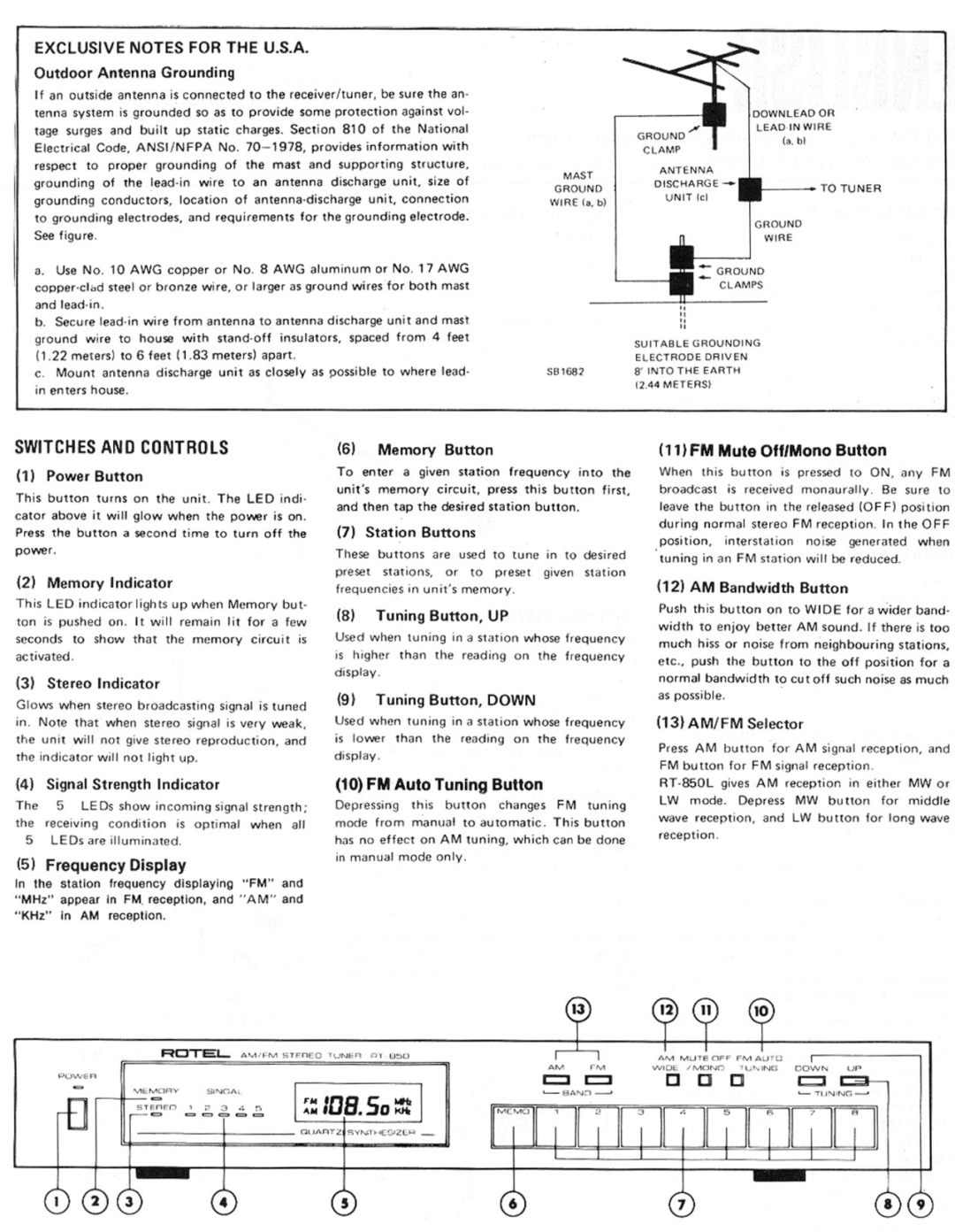 Rotel RT-850L manual 