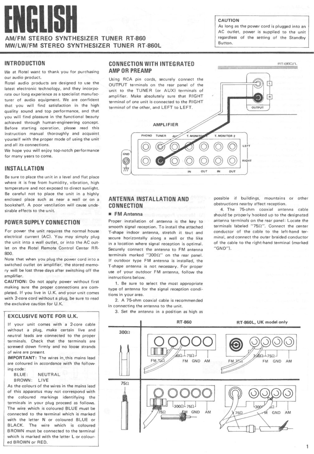 Rotel RT-860L manual 