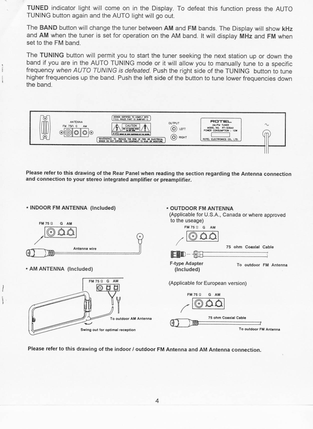 Rotel RT 935AX manual 