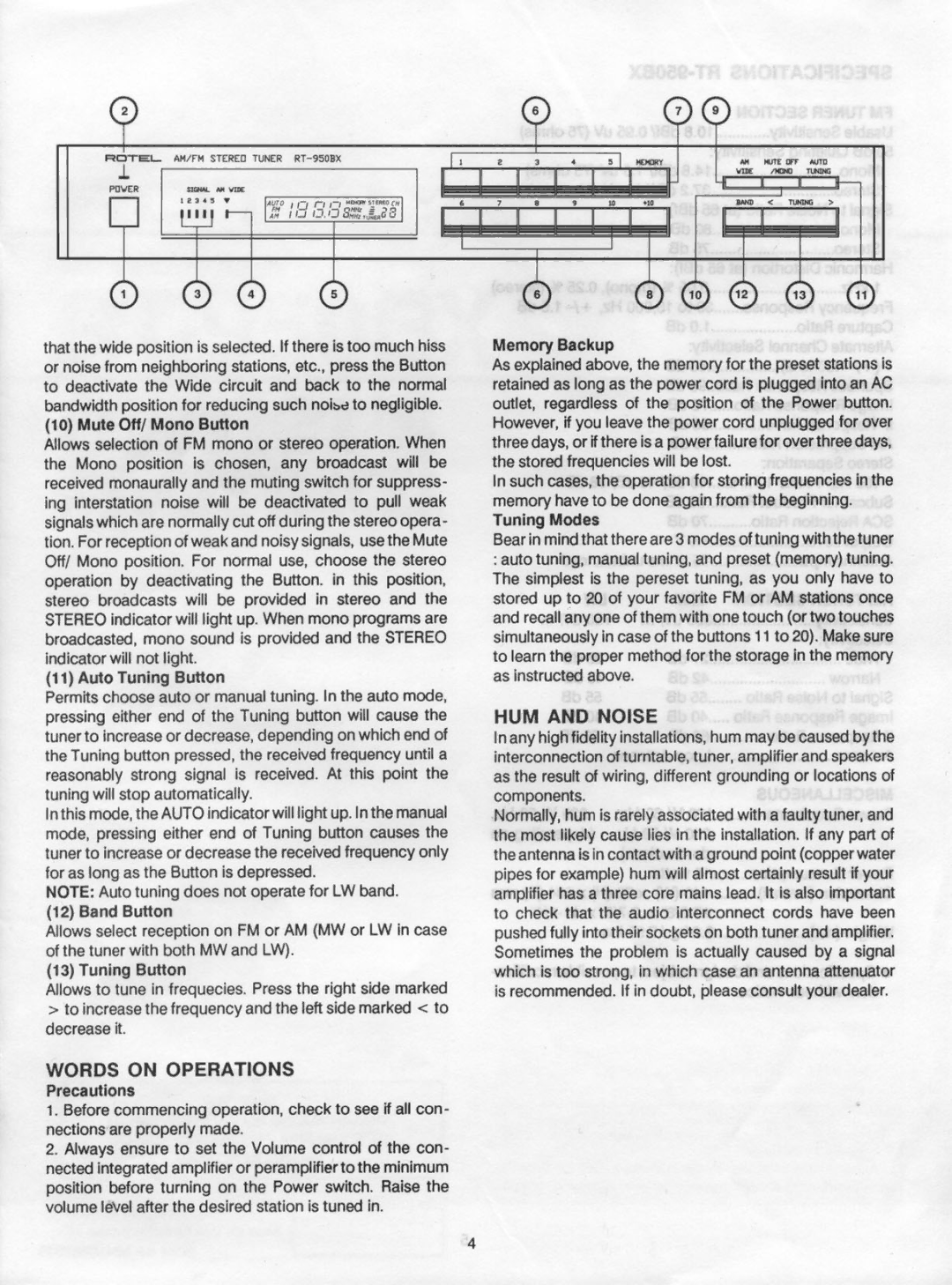 Rotel RT-950BX manual 