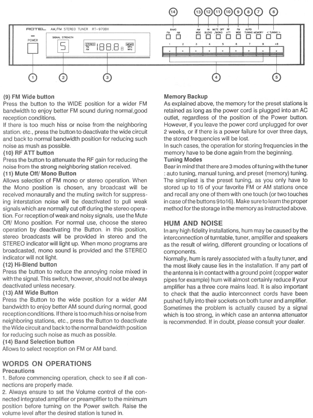 Rotel RT-970BX manual 