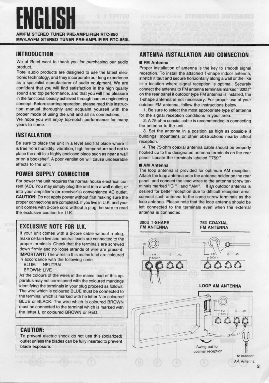 Rotel RTC-850L manual 