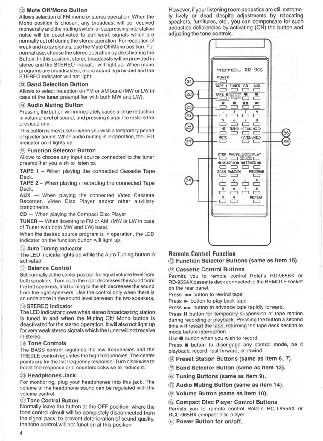 Rotel RTC-940AX manual 