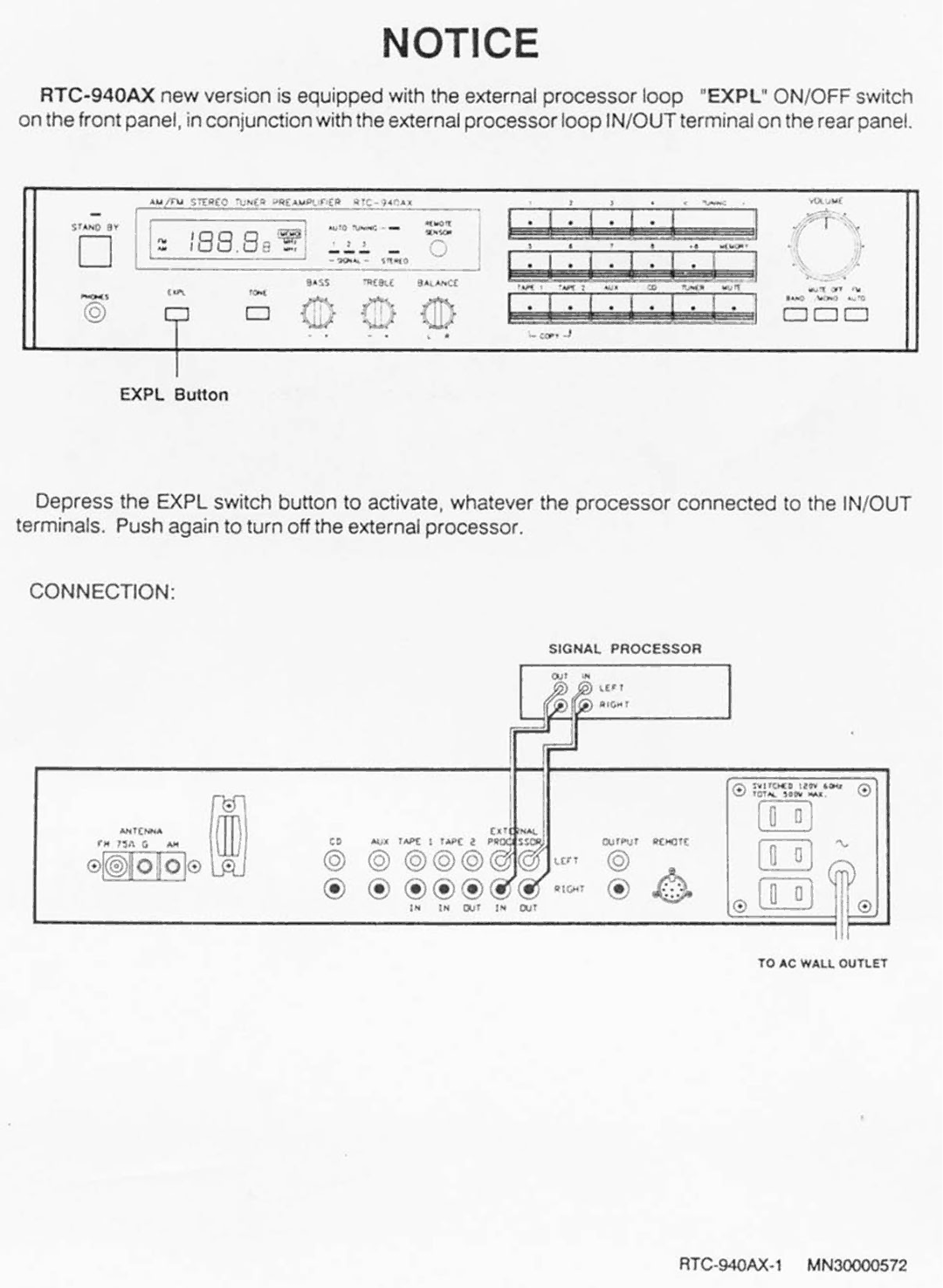 Rotel RTC-940AX manual 