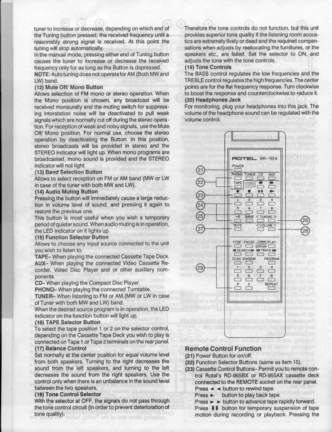 Rotel RTC-950AX manual 