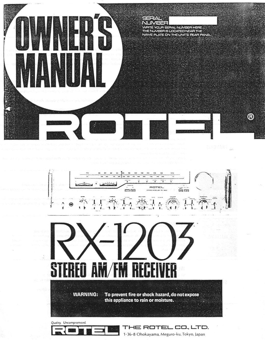 Rotel RX-1203 manual 