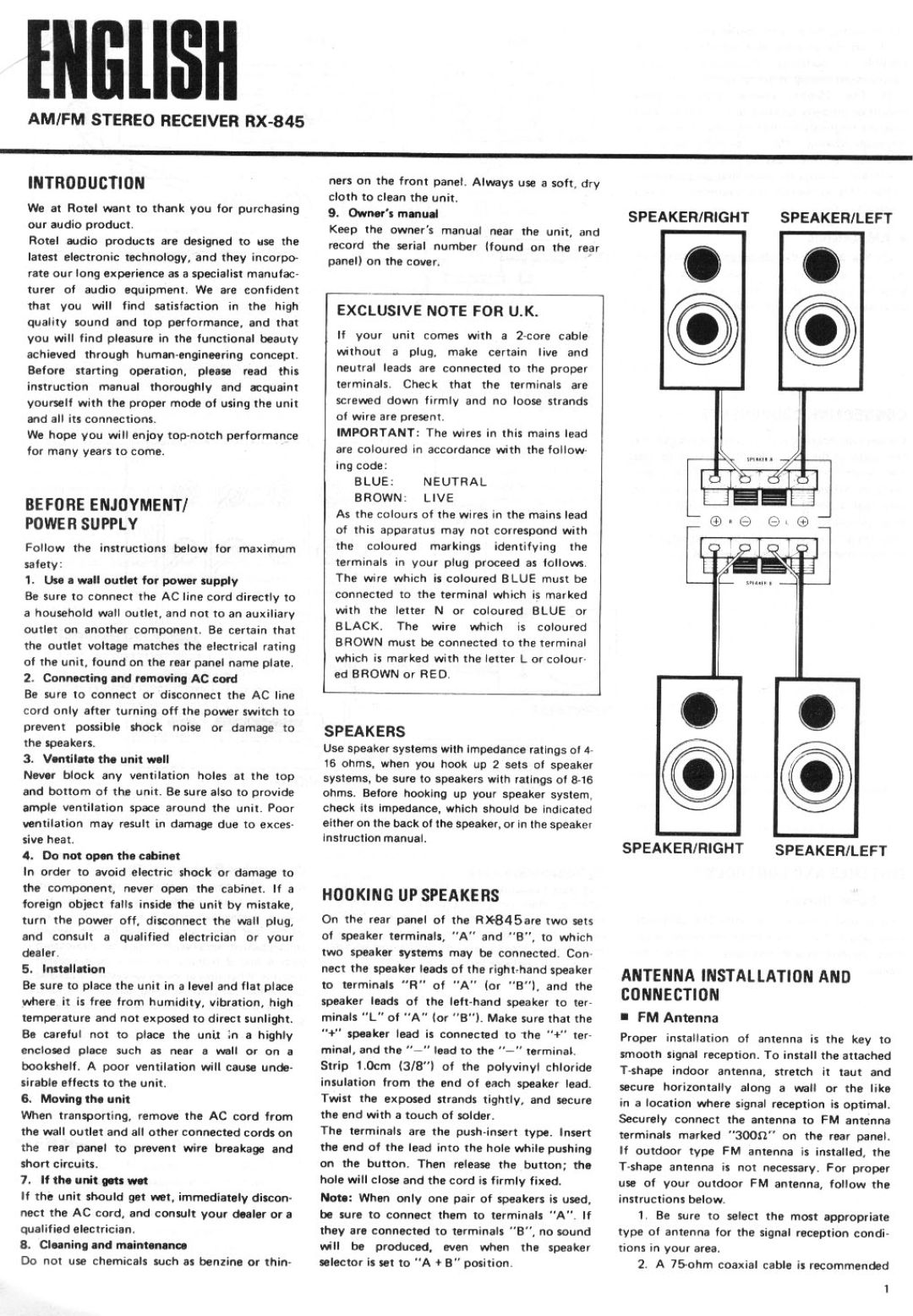 Rotel RX-845 manual 