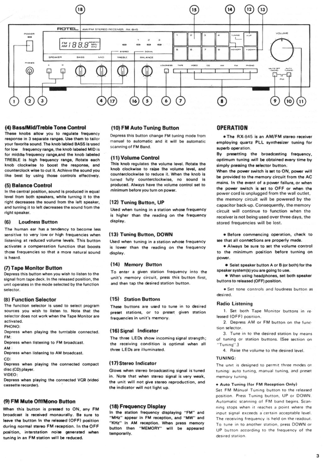 Rotel RX-845 manual 