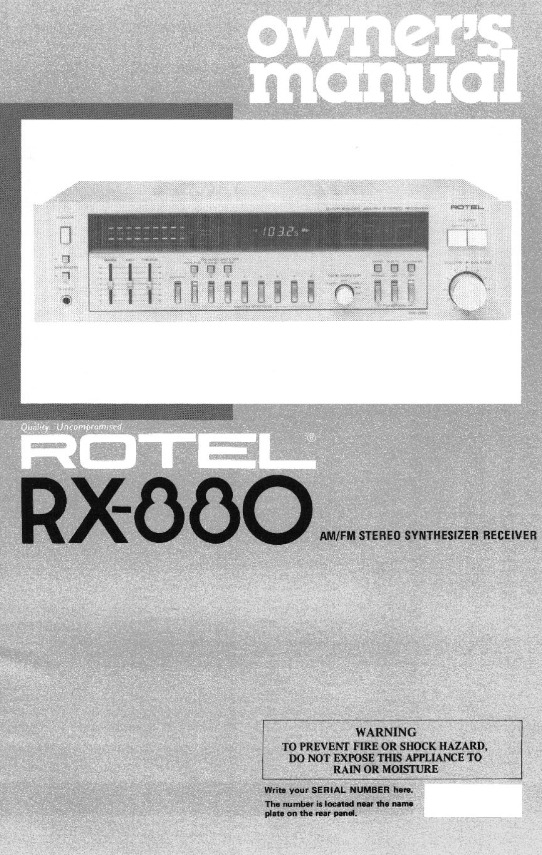 Rotel RX-880 manual 