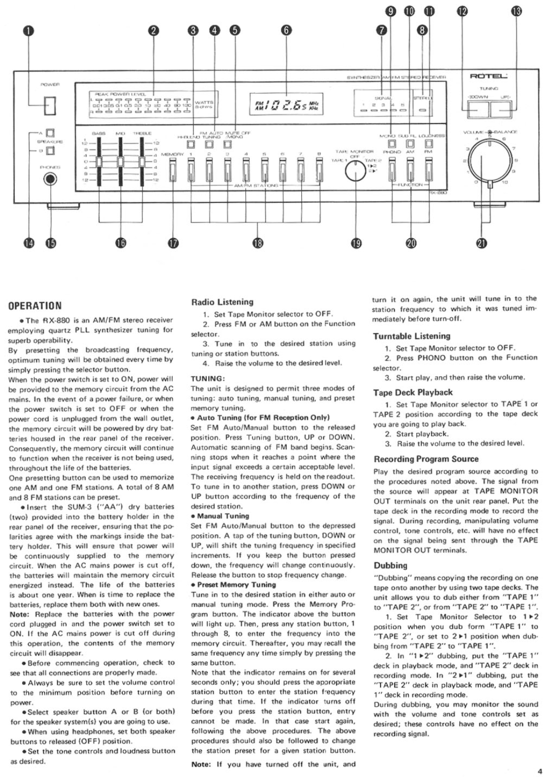 Rotel RX-880 manual 