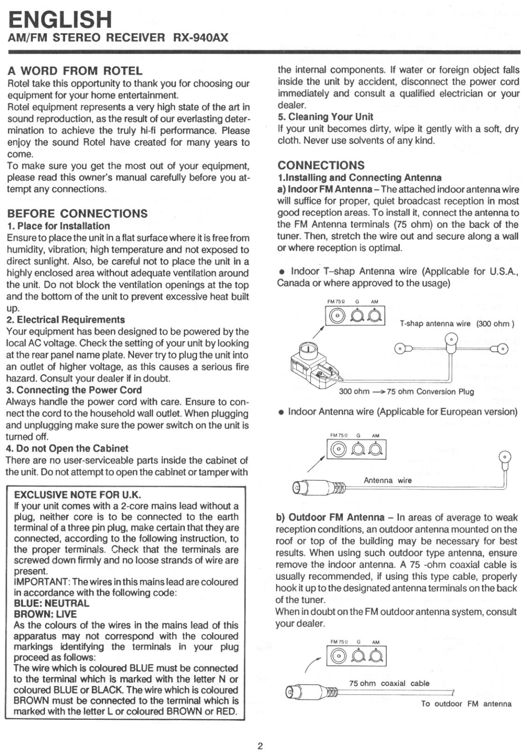 Rotel RX-940AX manual 