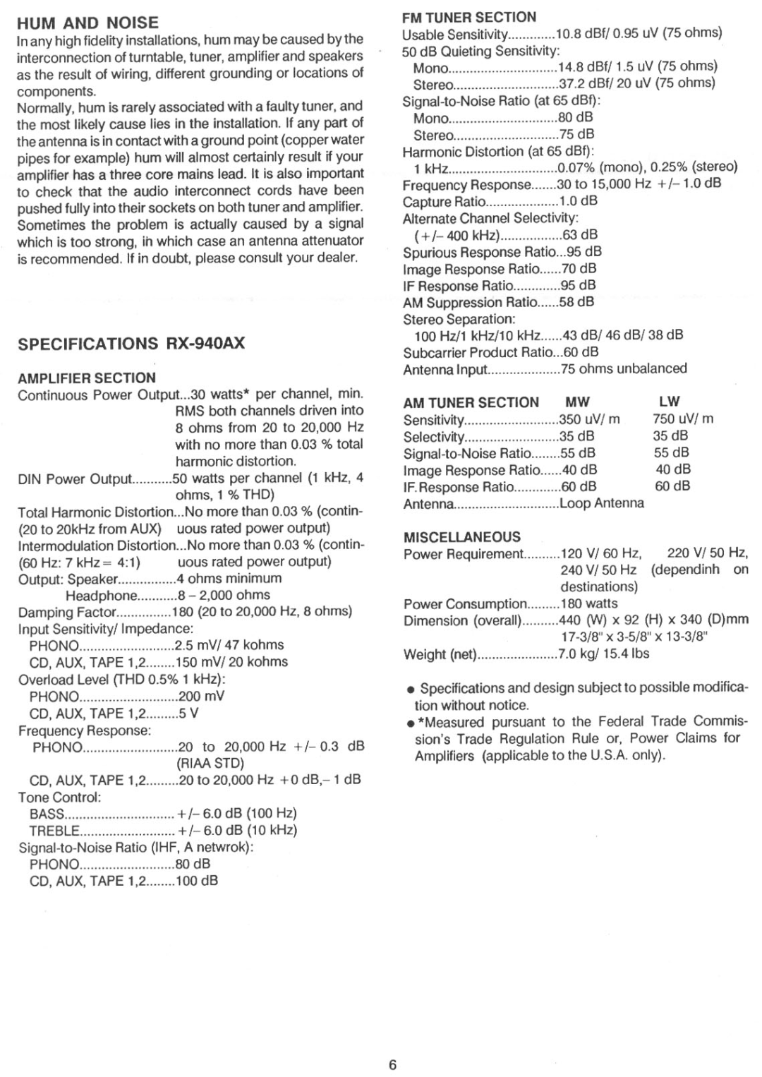 Rotel RX-940AX manual 