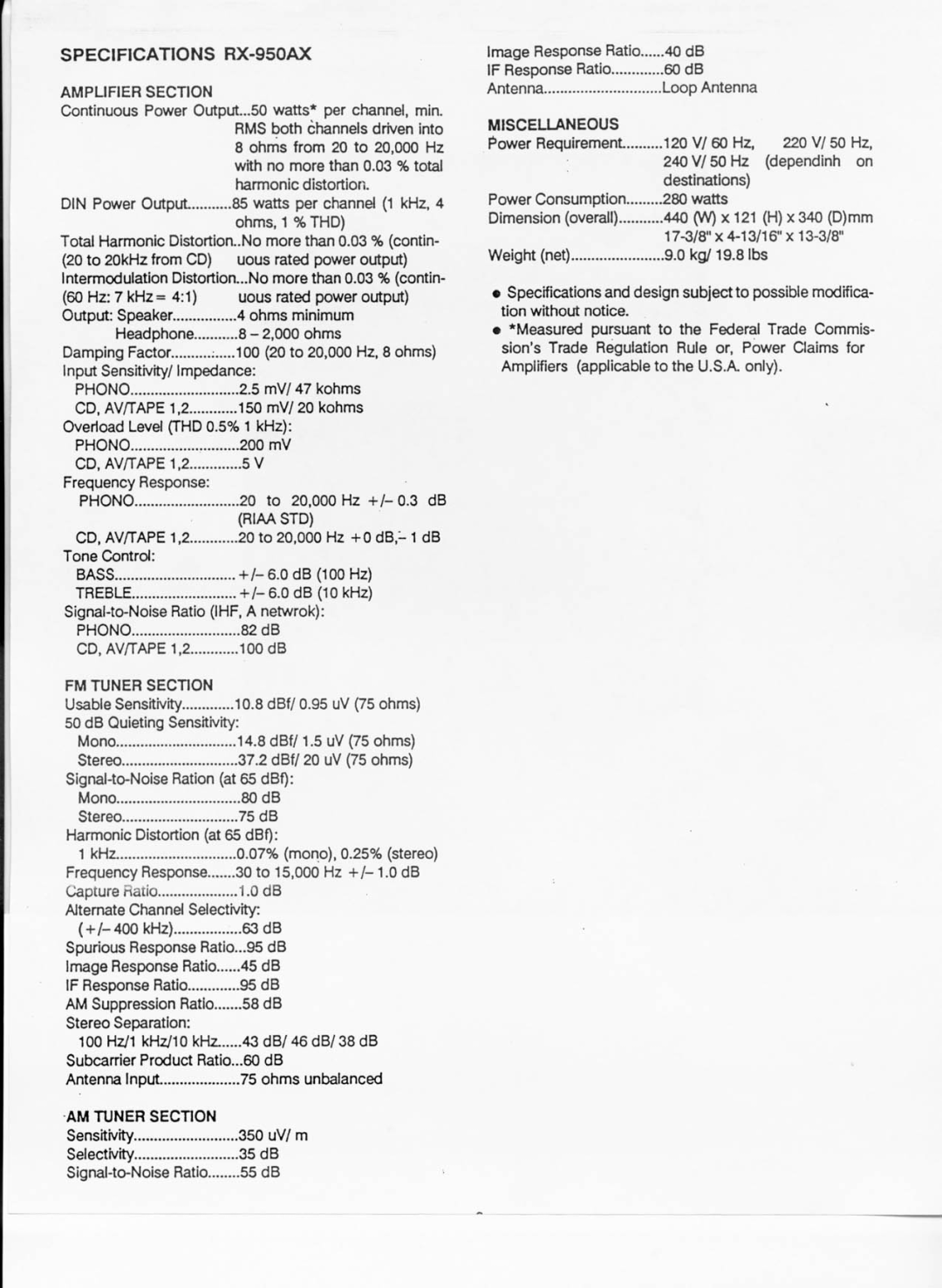 Rotel RX-950AX manual 