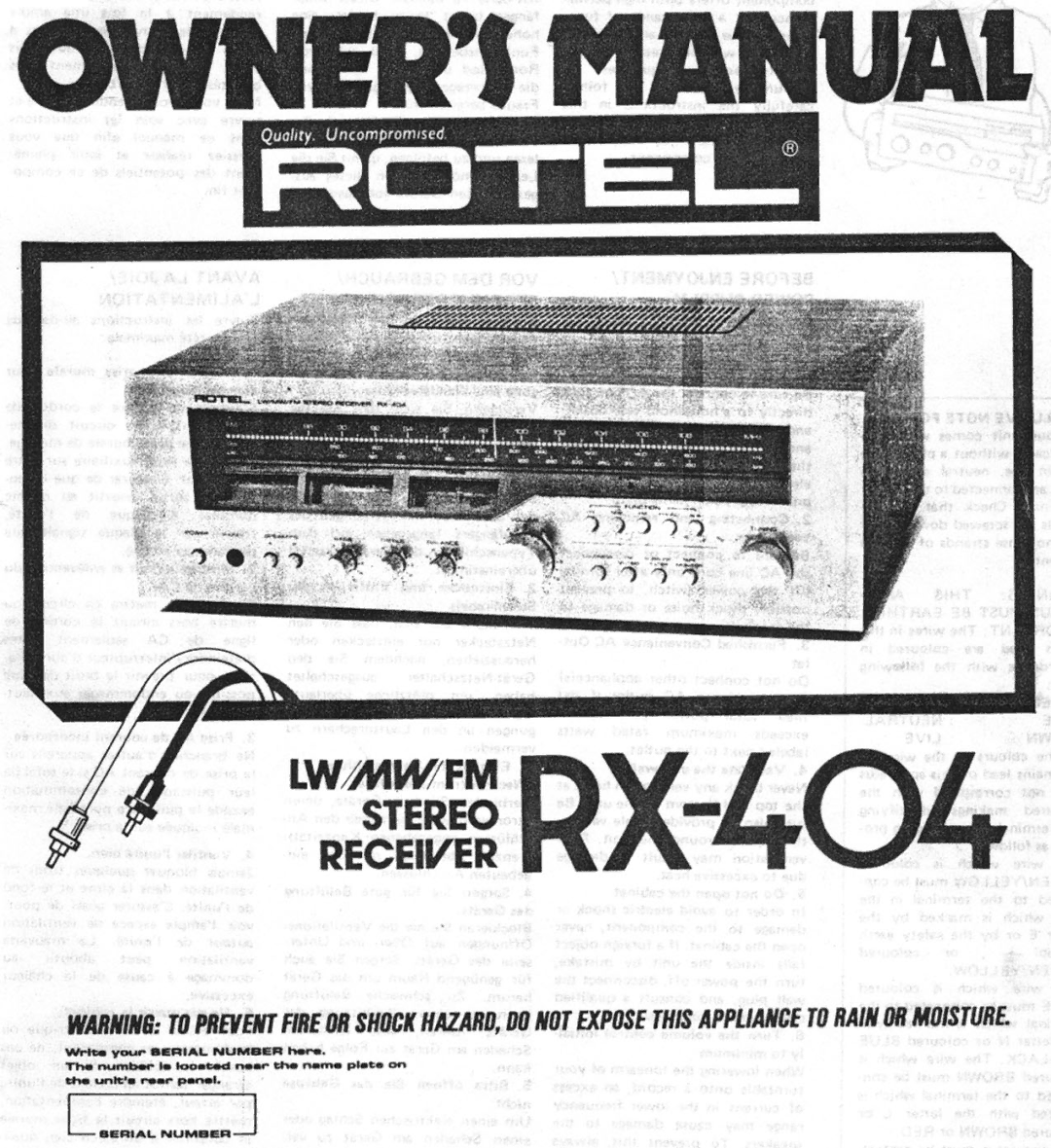 Rotel RX404 manual 