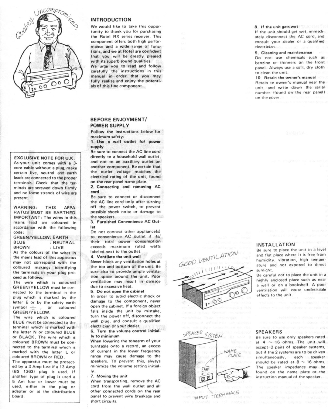 Rotel RX404 manual 