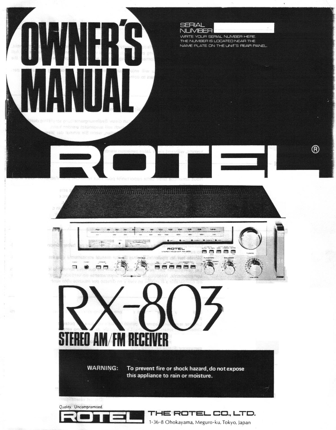 Rotel RX803 manual 