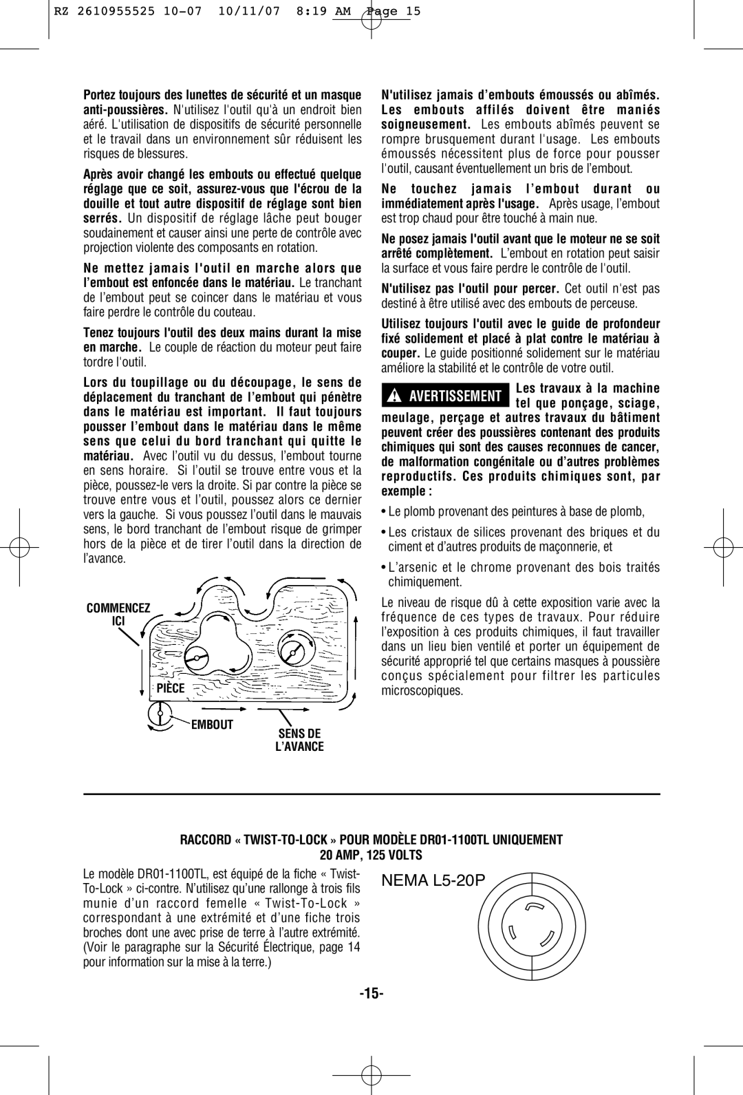 RotoZip DR1 manual Améliore! la stabilité et le contrôle de votre outil, Le plomb provenant des peintures à base de plomb 