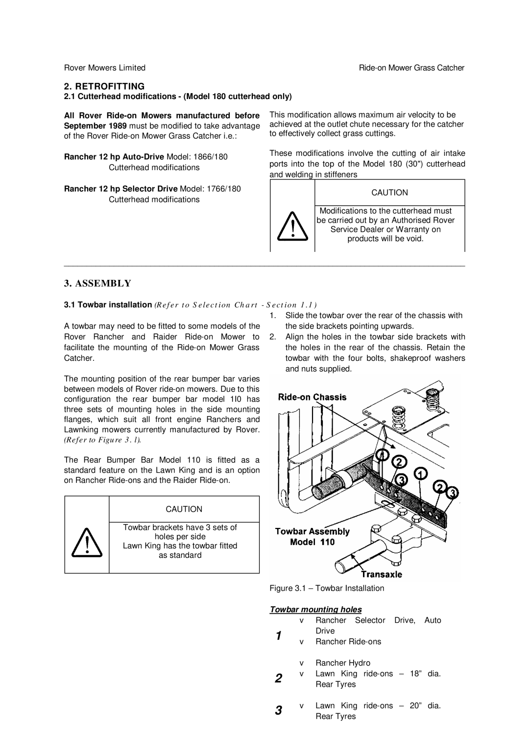 Rover 108, 109 owner manual Assembly, Retrofitting 