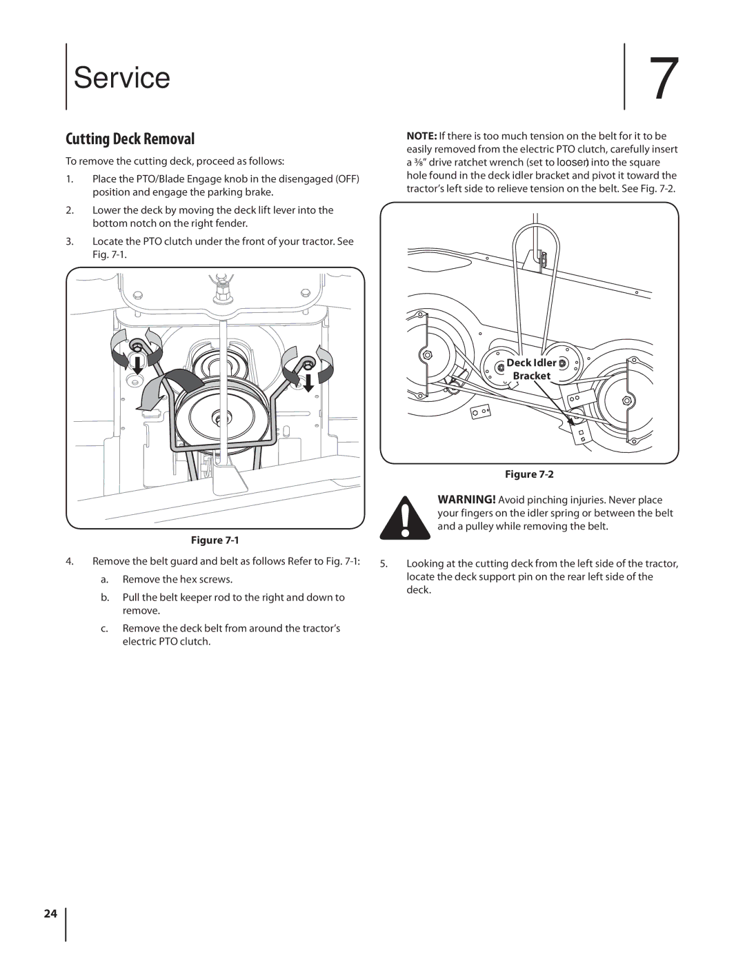 Rover 2042 warranty Service, Cutting Deck Removal, Deck Idler Bracket 