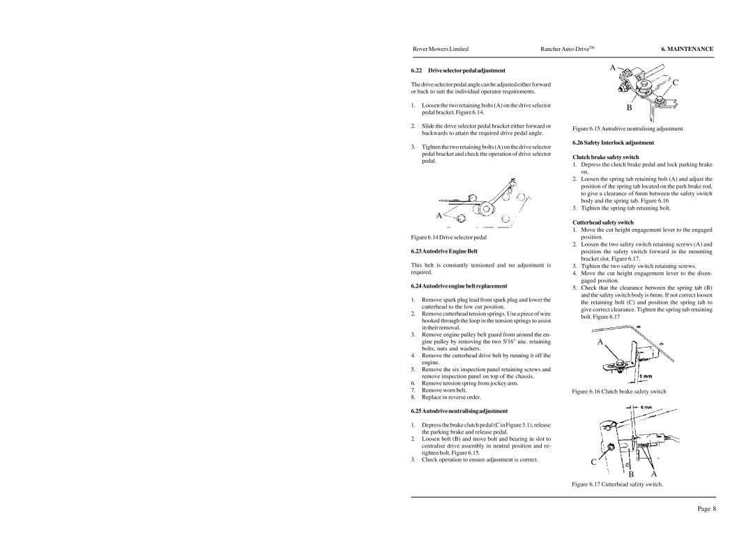 Rover 28155, 28168, 28169 warranty 