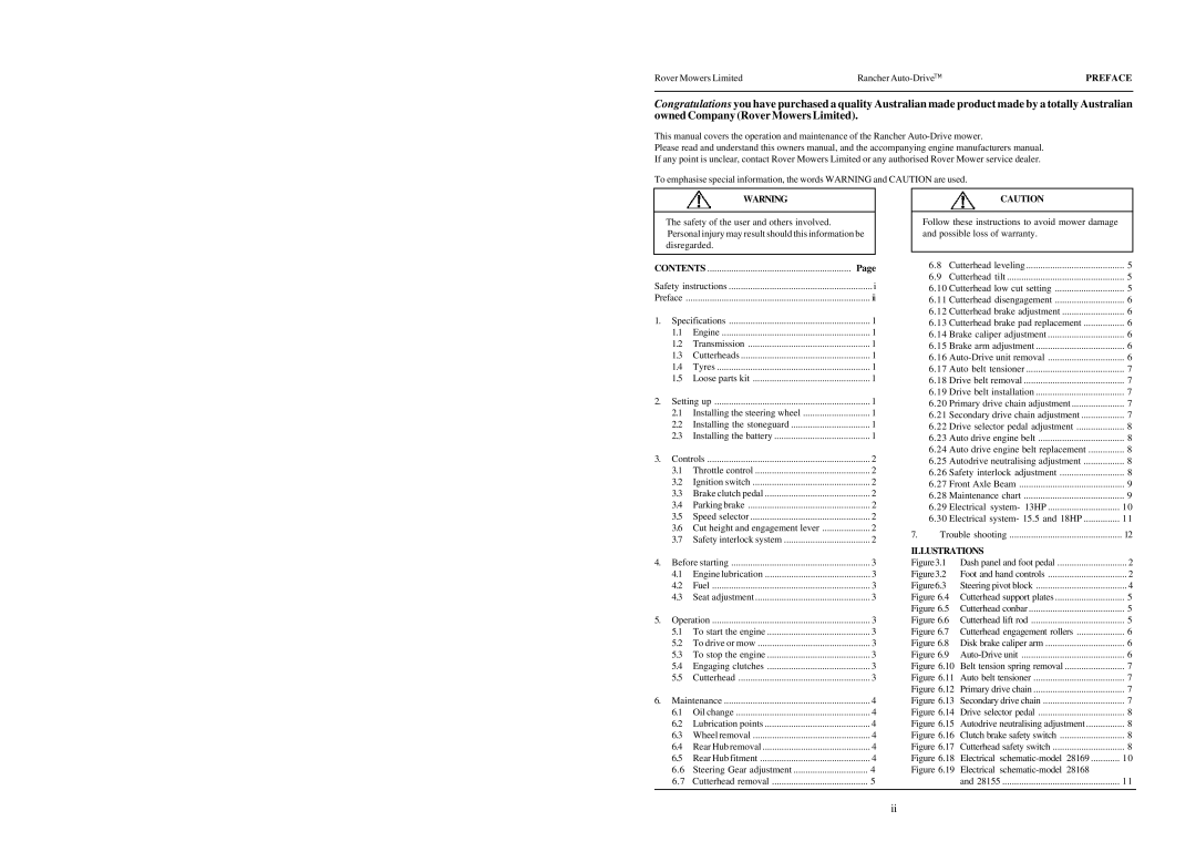 Rover 28168, 28169, 28155 warranty 