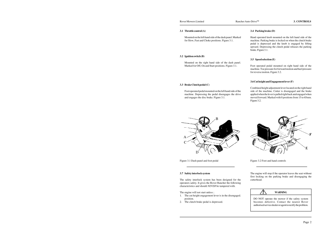 Rover 28155, 28168, 28169 warranty 