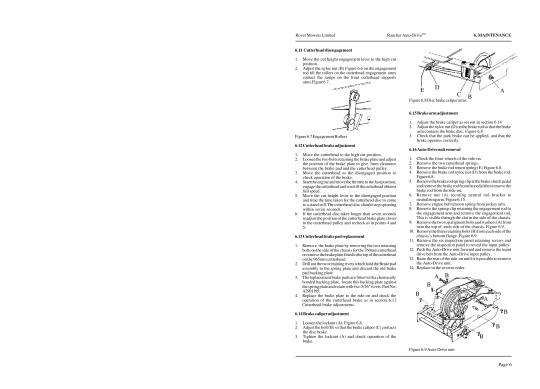 Rover 28168, 28169, 28155 warranty 