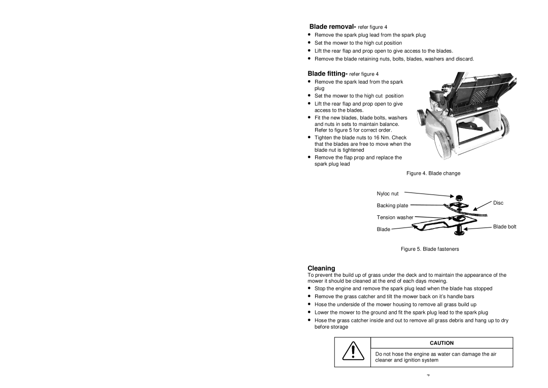 Rover 302T3 warranty Blade removal, Blade fitting- refer figure 