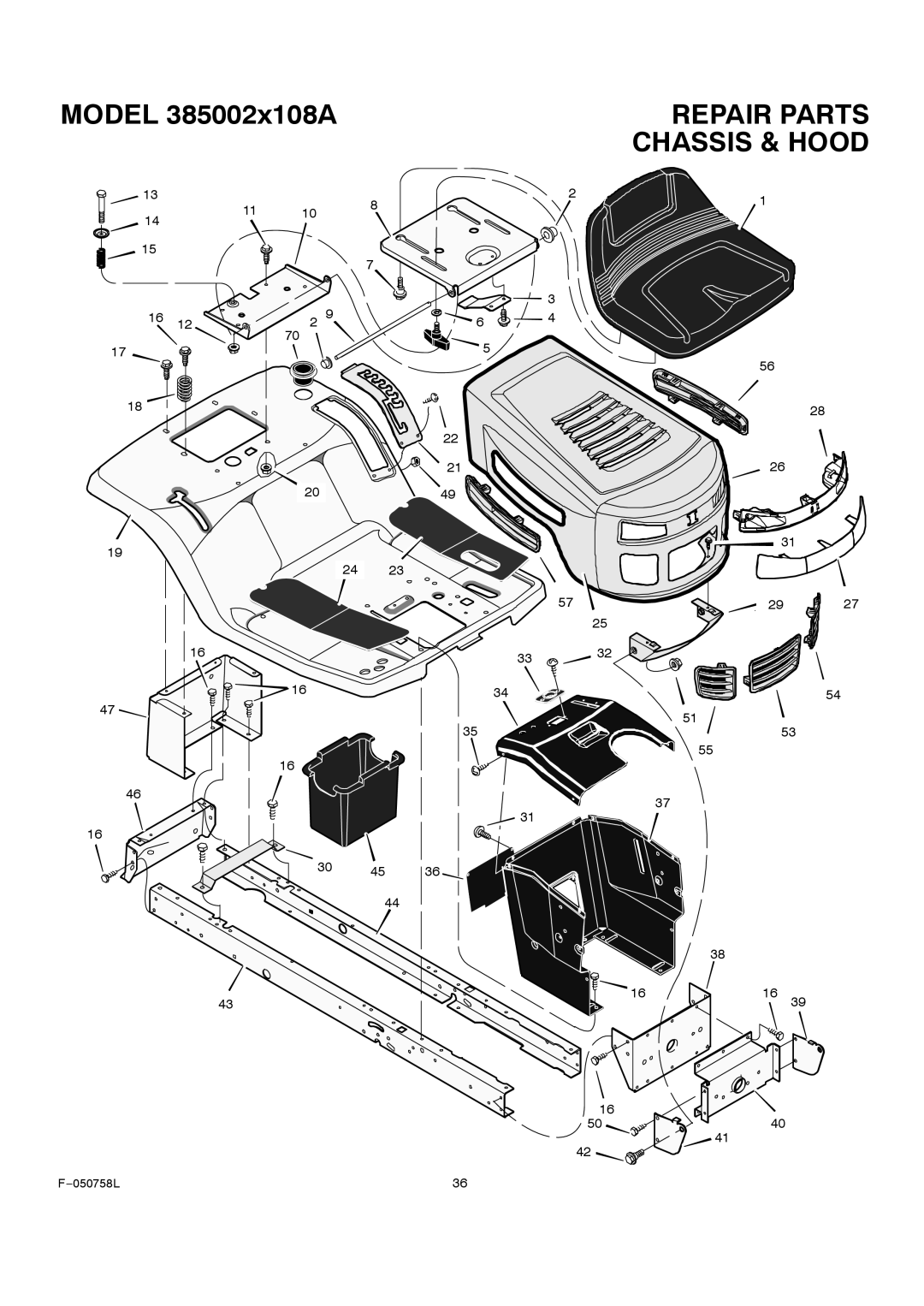 Rover 385002X108A owner manual Chassis & Hood 